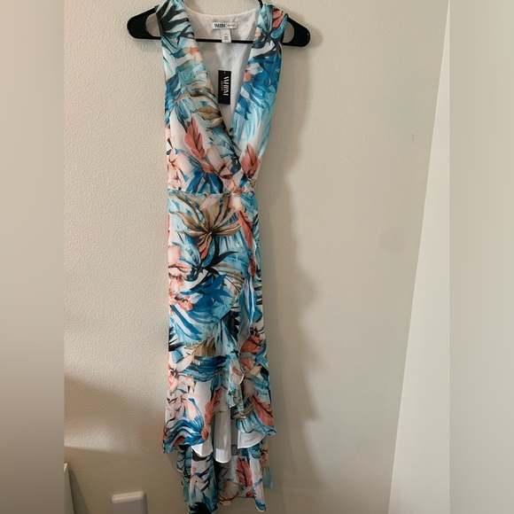 Zara Dresses & Skirts - Zara Tropical High Low Dress in Blue and Pink